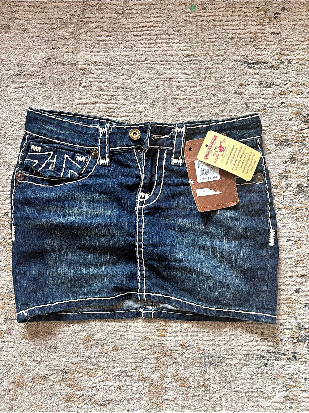 True Religion Billy Super T Denim Mini Skirt Blue